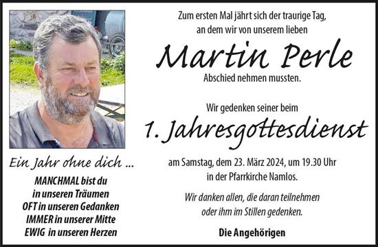 1. Jahresgottesdienst in Gedenken an Herrn Martin Perle